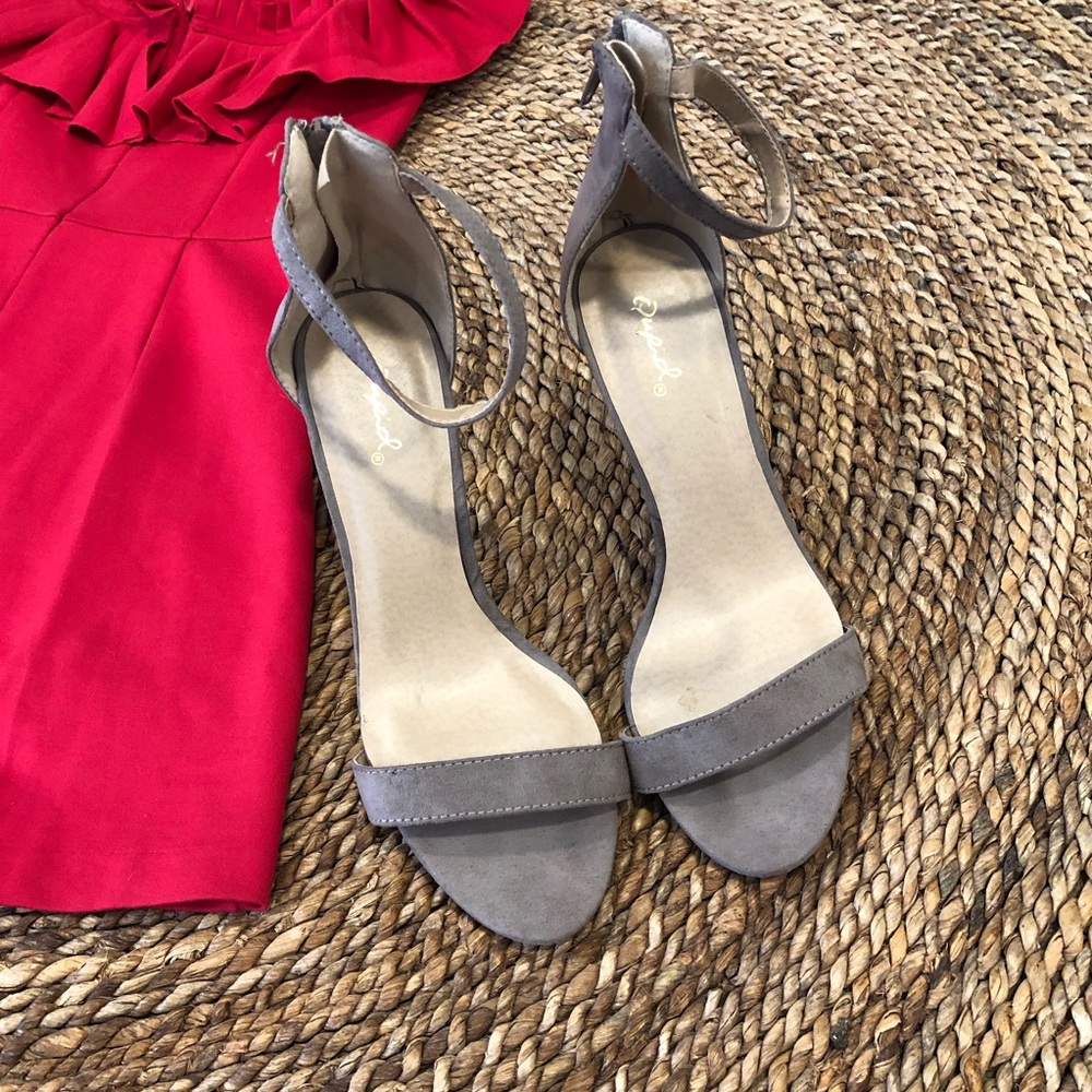 Qupid Taupe Suede Dress Heel